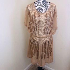 Romeo and Juliet Couture Sheer Nude Beaded Tunic